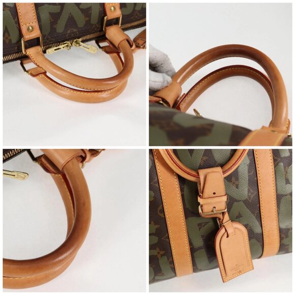 LOUIS VUITTON Monogram Graffiti Keepall 50 Boston Bag Khaki M92196 Auth 115621AM - Picture 16 of 16